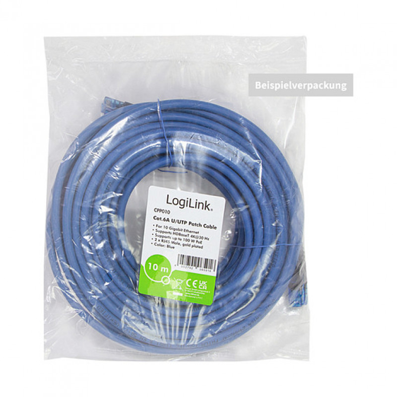 Logilink Cable de red Cat6a U/UTP RJ45, 1 m, azul, LSZH