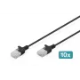 DIGITUS cable de red Cat6 U/UTP slim RJ45, 0,3 m, negro, LSZH, pack de 10
