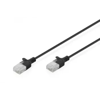 DIGITUS cable de red Cat6 U/UTP slim RJ45, 0,3 m, negro, LSZH