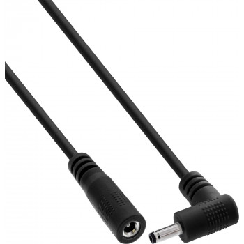 InLine® Cable de extensión DC, conector en ángulo, 3,5 x 1,35 mm, negro, 0,5 m