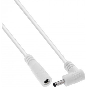 InLine® Cable de extensión DC, conector en ángulo, 3,5 x 1,35 mm, blanco, 0,5 m
