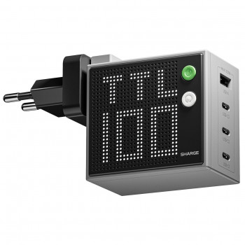SHARGE Pixel 100 Cargador GaN, 100W, 3x USB-C, 1x USB-A - gris