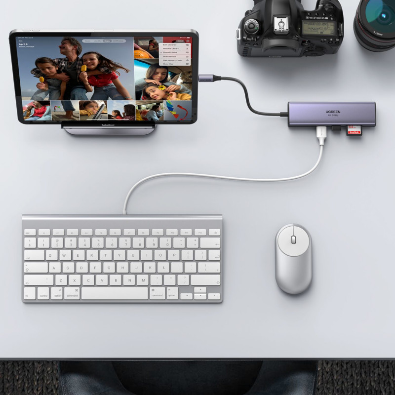 UGREEN 60515 adaptador multipuerto USB-C 7 en 1, 4K HDMI, Gigabit Ethernet, 100 W PD, gris