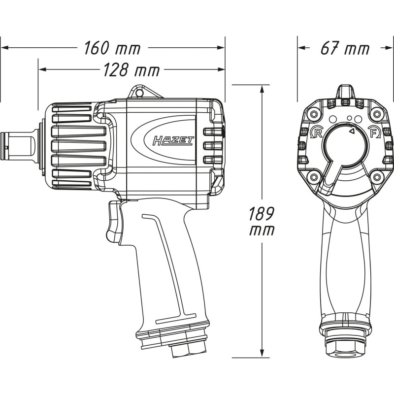 HAZET 9013MTT Twin Turbo llave de impacto neumática 3/4 pulgadas, 1890 Nm par de aflojamiento, negro/azul