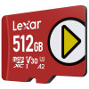 Lexar PLAY 512GB tarjeta de memoria microSDXC UHS-I, U3, V30, A2, hasta 205 MB/s, con adaptador SD