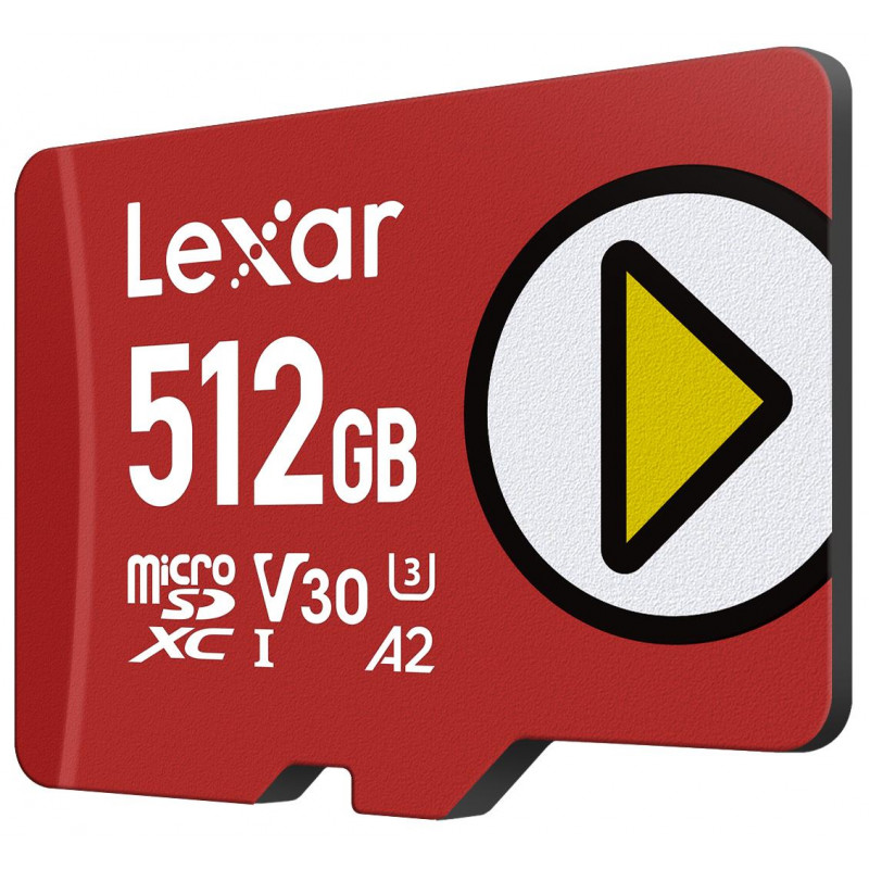 Lexar PLAY 512GB tarjeta de memoria microSDXC UHS-I, U3, V30, A2, hasta 205 MB/s, con adaptador SD