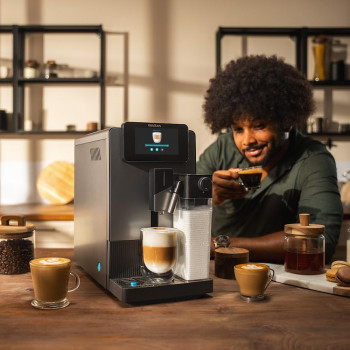 Cecotec Cremmaet Latte Touch Cafetera superautomática, 19 bar, espumador de leche integrado, 1500 W, negra