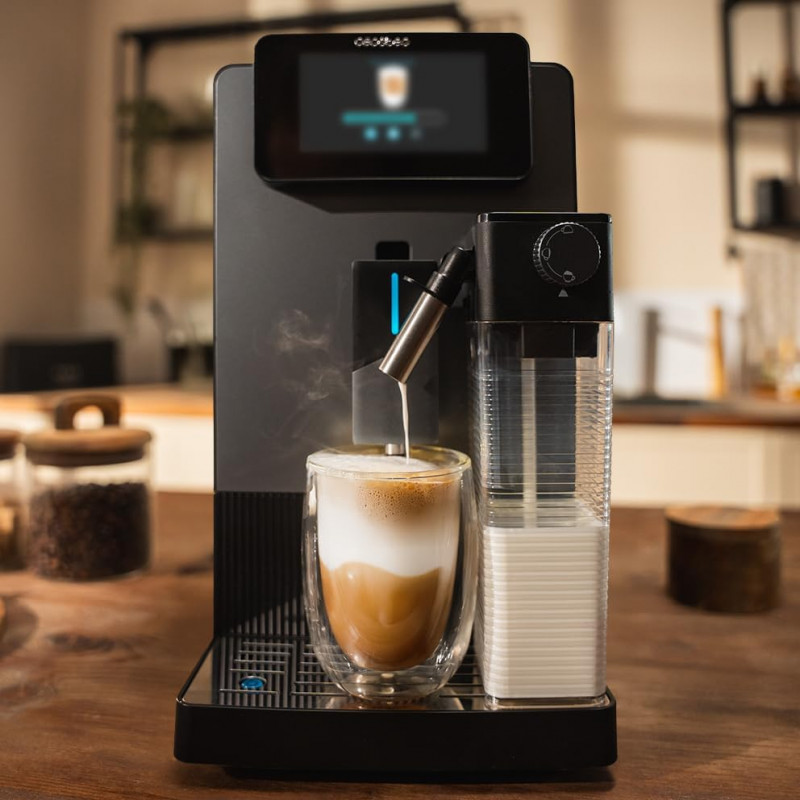 Cecotec Cremmaet Latte Touch Cafetera superautomática, 19 bar, espumador de leche integrado, 1500 W, negra