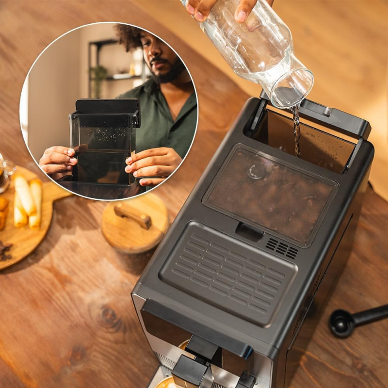 Cecotec Cremmaet Latte Touch Cafetera superautomática, 19 bar, espumador de leche integrado, 1500 W, negra