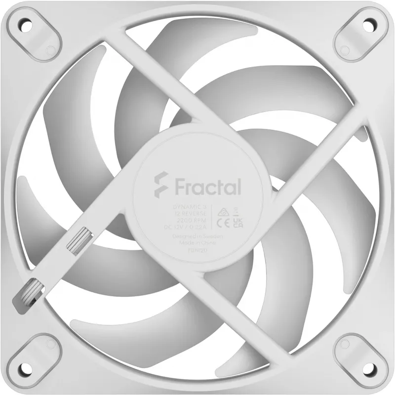 Ventilador de caja Fractal Design Dynamic 3-12 Reverse 120 mm, blanco