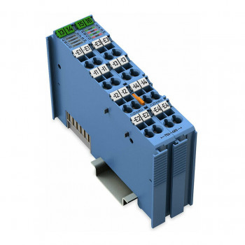Entrada analógica de 4 canales WAGO 750-489 para sensores RTD y termopares, azul
