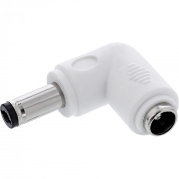 InLine® adaptador DC, 5,5 x 2,5 mm, conector macho/hembra, en ángulo, blanco