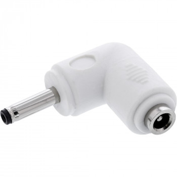 InLine® adaptador DC, 3,5 x 1,35 mm, conector macho/hembra, en ángulo, blanco