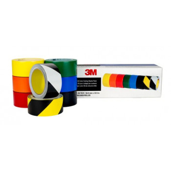 3M 471 Kit de inicio de codificación por colores 5S con cinta de PVC blanda, 6 rollos, varios colores (7100123108)