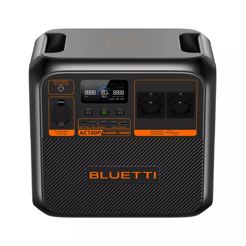 Bluetti AC180P Estación de energía portátil, LiFePO4, 36000 mAh, 1800 W, 16 kg