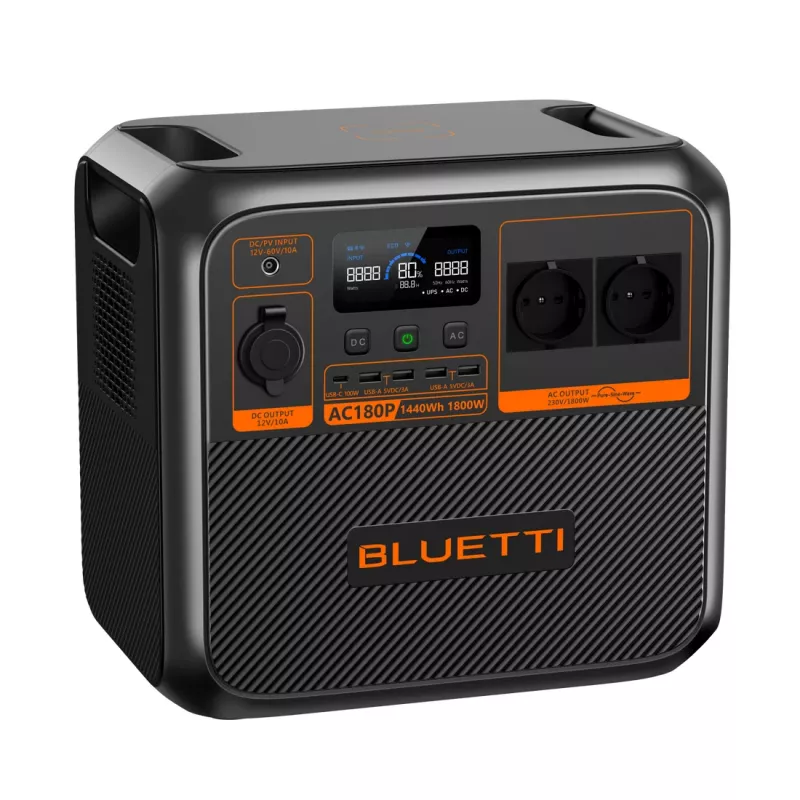 Bluetti AC180P Estación de energía portátil, LiFePO4, 36000 mAh, 1800 W, 16 kg