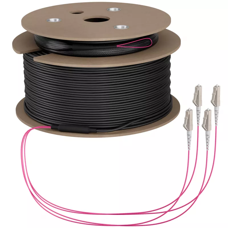 Cable principal de fibra óptica EFB OM4, 4 fibras, LC-LC, 130 m, LSZH