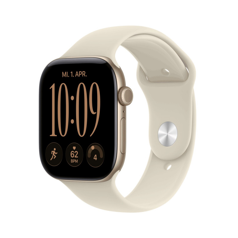 Apple Watch Series 12 GPS 46 mm caja de aluminio Light Gold con correa deportiva Sand – S/M