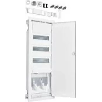 Cuadro de distribución Hager VH603NWH con toma de corriente y puerta de chapa de acero