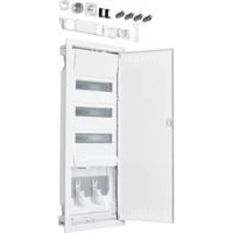 Cuadro de distribución Hager VH603NWH con toma de corriente y puerta de chapa de acero