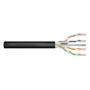 Cable de instalación exterior Cat6 U/UTP DIGITUS, relleno de gel, PE, AWG 23/1, bobina de 305 m, negro