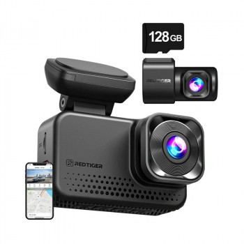 REDTIGER VC70 dashcam Wi-Fi 4K + 2,5K con tarjeta de 128GB