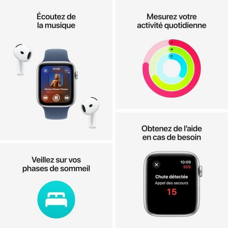 Apple Watch SE (GPS) 40 mm, caja de aluminio medianoche con correa deportiva medianoche – S/M