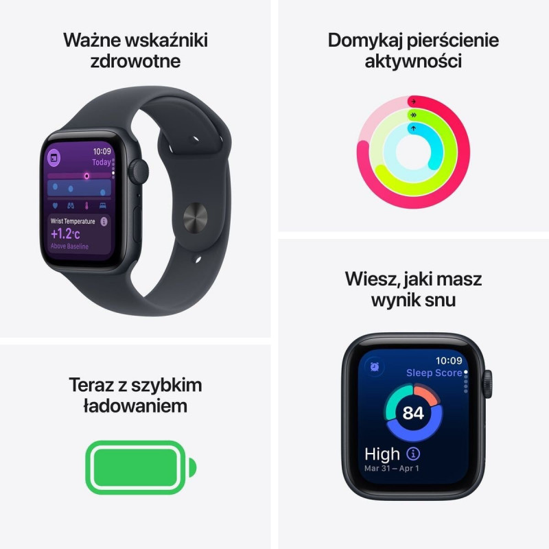 Apple Watch SE 3 (2025) GPS 40mm, Caja de aluminio Starlight, Correa deportiva Starlight S/M (MEH34)
