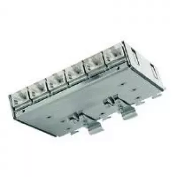 Panel de conexión Telegärtner Cat.6A (profundo) para carril DIN con adaptador TS, 6x conectores hembra RJ45 (J02021A0055)