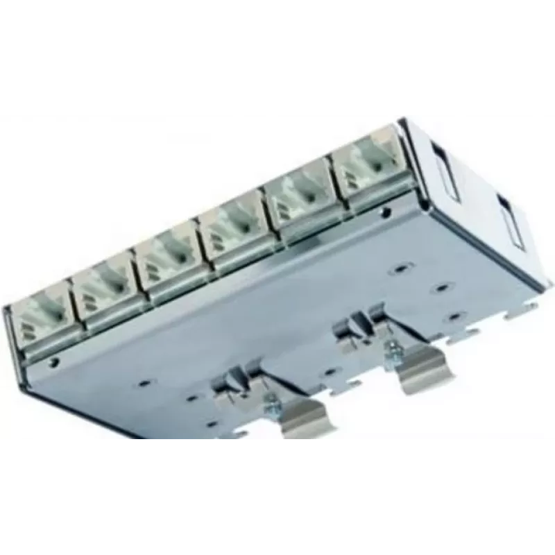 Panel de conexión Telegärtner Cat.6A (profundo) para carril DIN con adaptador TS, 6x conectores hembra RJ45 (J02021A0055)