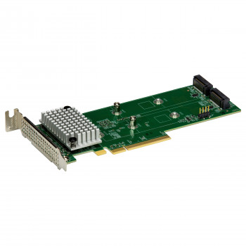 Supermicro AOC-SLG4-2H8M2-O tarjeta portadora RAID 0/1 de 2 puertos M.2 NVMe/SATA, Low-Profile PCIe 4.0 x16
