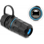 Delock conector de cable RJ45 hembra a RJ45 hembra Cat.6A con rosca M20 x 1,5 mm y tapa de cierre con carcasa IP68 resistente al polvo y al agua (91840)