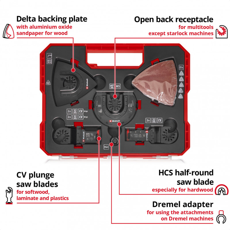 Einhell 708136 Set de accesorios para herramienta multifunción, 35 piezas, en XL-PLUS-CASE