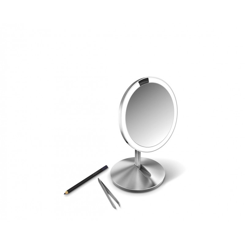 simplehuman Espejo plegable con sensor, 12 cm, recargable, acero inoxidable cepillado