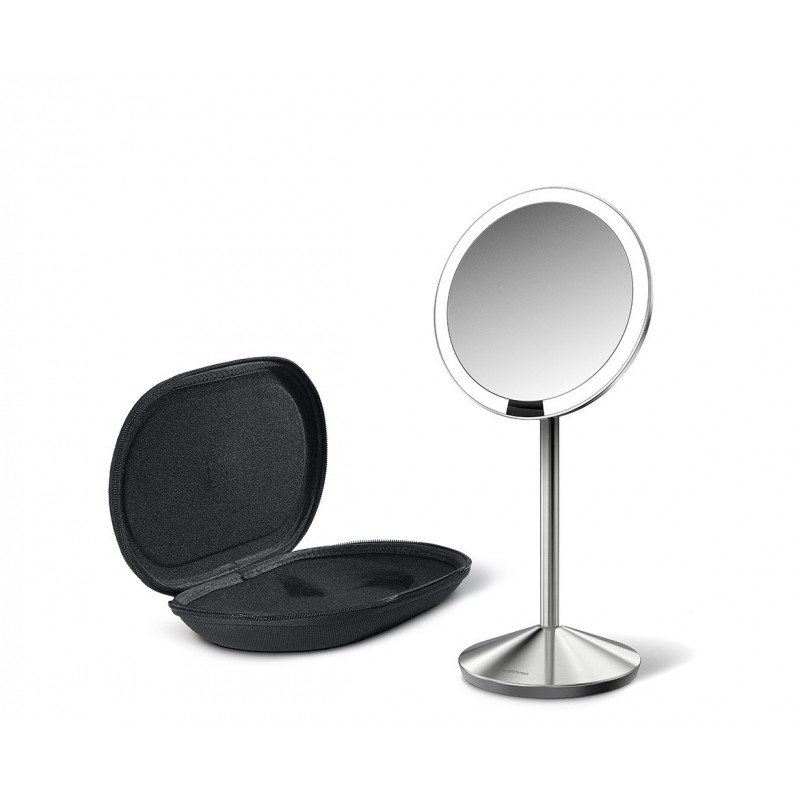 simplehuman Espejo plegable con sensor, 12 cm, recargable, acero inoxidable cepillado