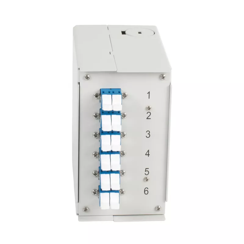EFB Elektronik Caja para carril DIN OS2 G652D, 12x pigtail LC, 6x acoplador LC dúplex (BHS70921.12)