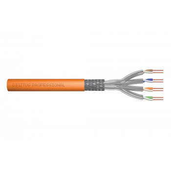 DIGITUS Cable de instalación Cat7 S/FTP, B2ca, AWG 23/1, LSZH, 100 m, naranja