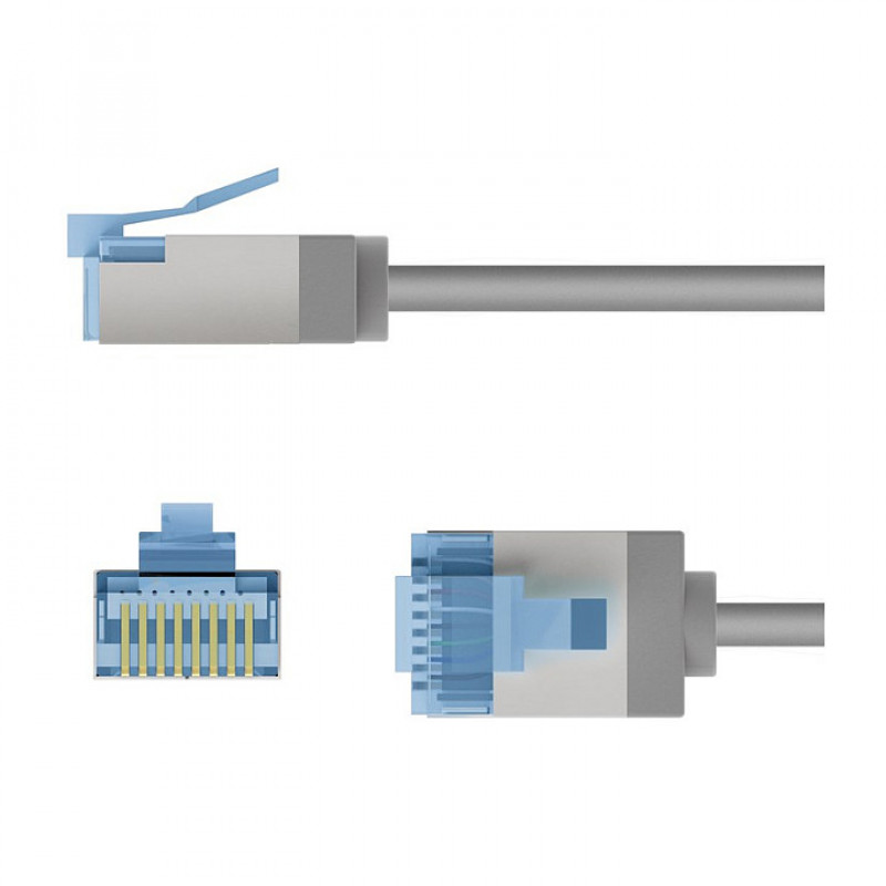 Goobay Cable de parcheo Slim Cat6a U/FTP RJ45, 1 m, gris