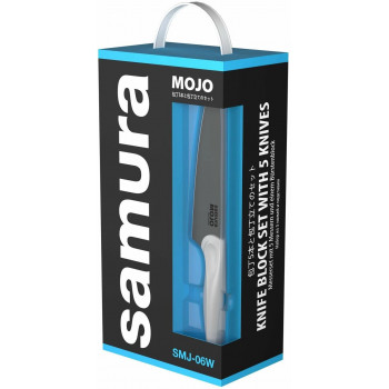 Samura MOJO 6 Set de cuchillos con bloque, mangos blancos (SMJ-06W)