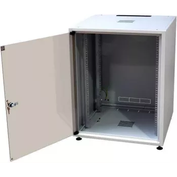 IT-Budget Rack de red de 19 pulgadas SJB, 12U, AnxPr 600x600 mm, puerta de cristal, panel trasero, gris claro (W-3987-01-02-011-BBL)