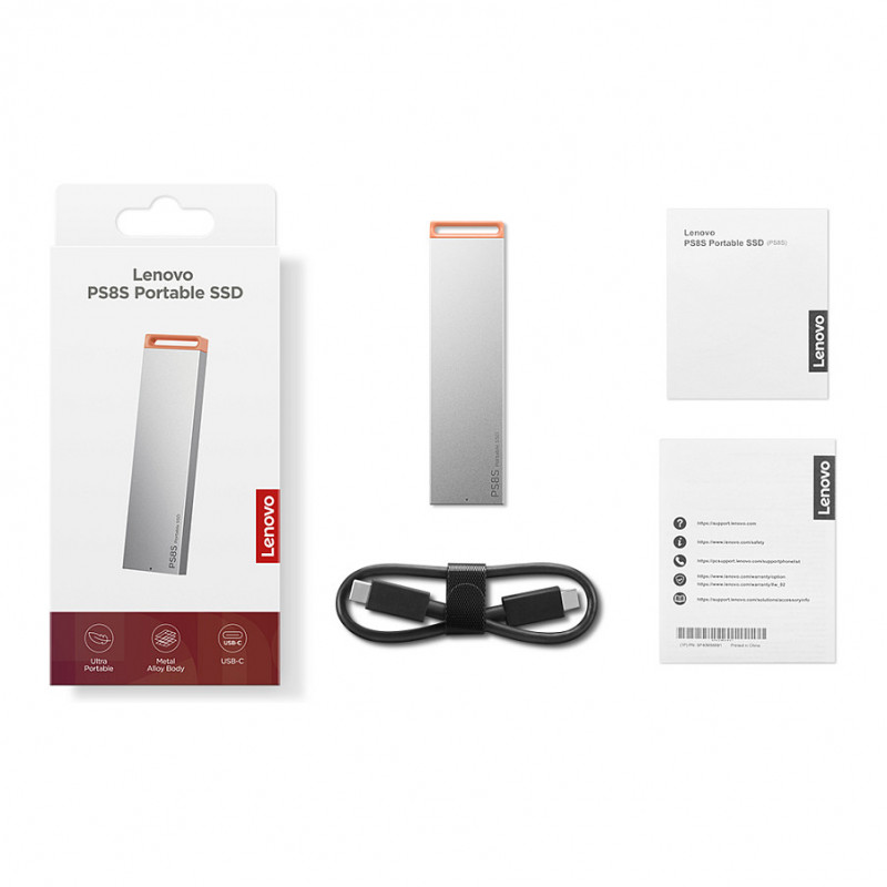 Lenovo PS8S SSD externo portátil de 2TB, USB 3.2 Gen 2, USB-C, Cool Gray (4XB1T88413)