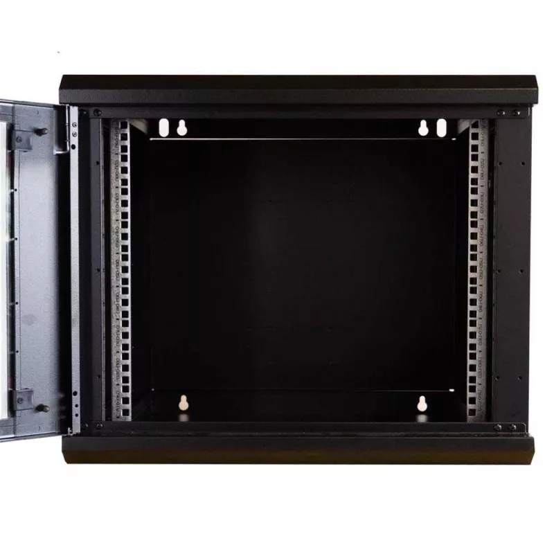 IT-BUDGET TAUNUS armario de red de 19 inch, 12U, 600 mm de profundidad, puerta de cristal, con cerradura, negro