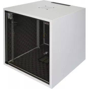 Silence Rack Office 12U Armario insonorizado de 19 pulgadas con ventilador silencioso y puerta de cristal, 600 x 600 mm, Gris claro (SRO126060)