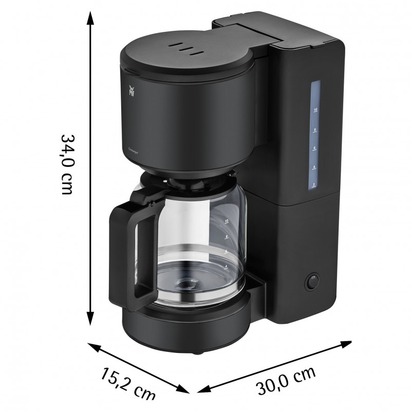 WMF Stelio Cafetera con jarra de cristal, negro intenso (412150071)