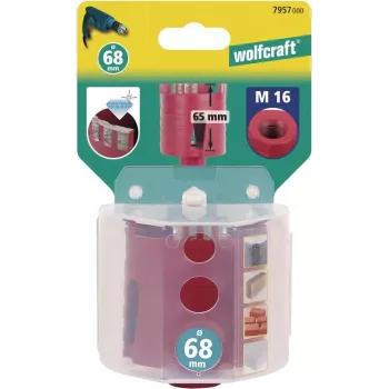 Wolfcraft 7957000 Broca hueca con punta de diamante, 68 mm