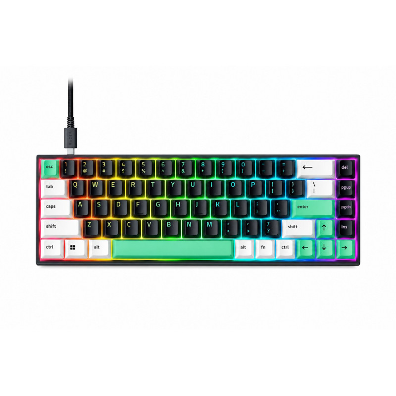 Teclado gaming mecánico Razer Reclusa X Mini 65%, con cable, US, Razer Mechanical Switches Gen-3 (táctil), negro