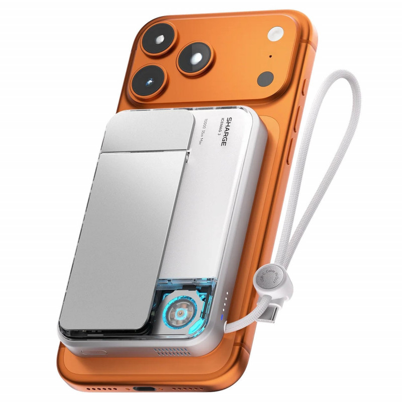 SHARGE ICEMAG 3 batería externa, 10.000 mAh, 25 W Qi2, 35 W USB-C, blanco