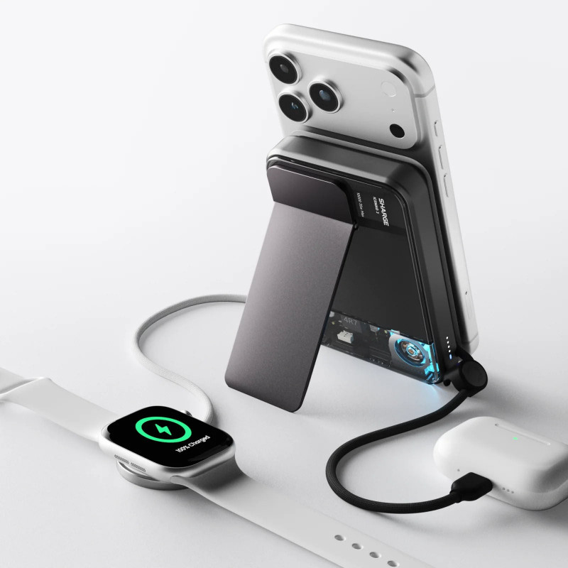SHARGE ICEMAG 3 batería externa, 10.000 mAh, 25 W Qi2, 35 W USB-C, negro