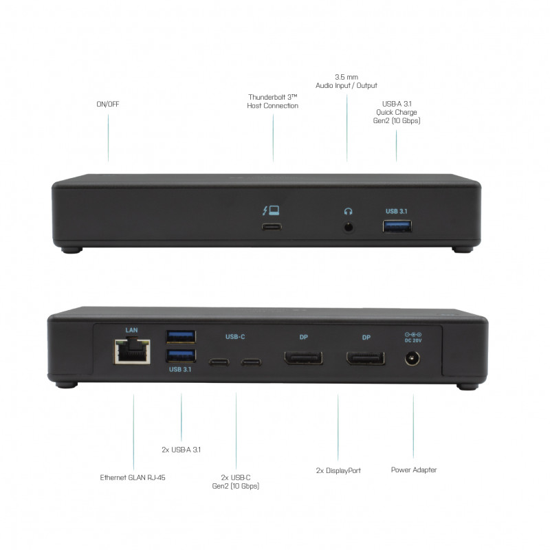 i-tec Thunderbolt 3/USB-C Dual DisplayPort 4K docking station con 85W PD