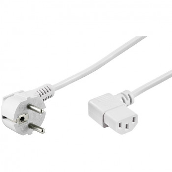 DSIT cable de alimentación en ángulo Schuko a IEC C13, 2 m, blanco